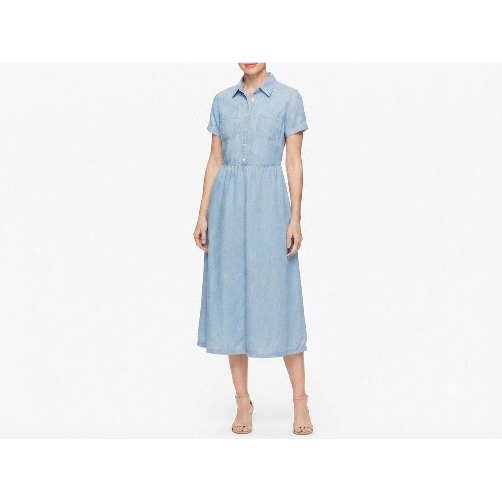 Vintage Talbots 2P Blue Denim Midi Dress Cottagecore Boho